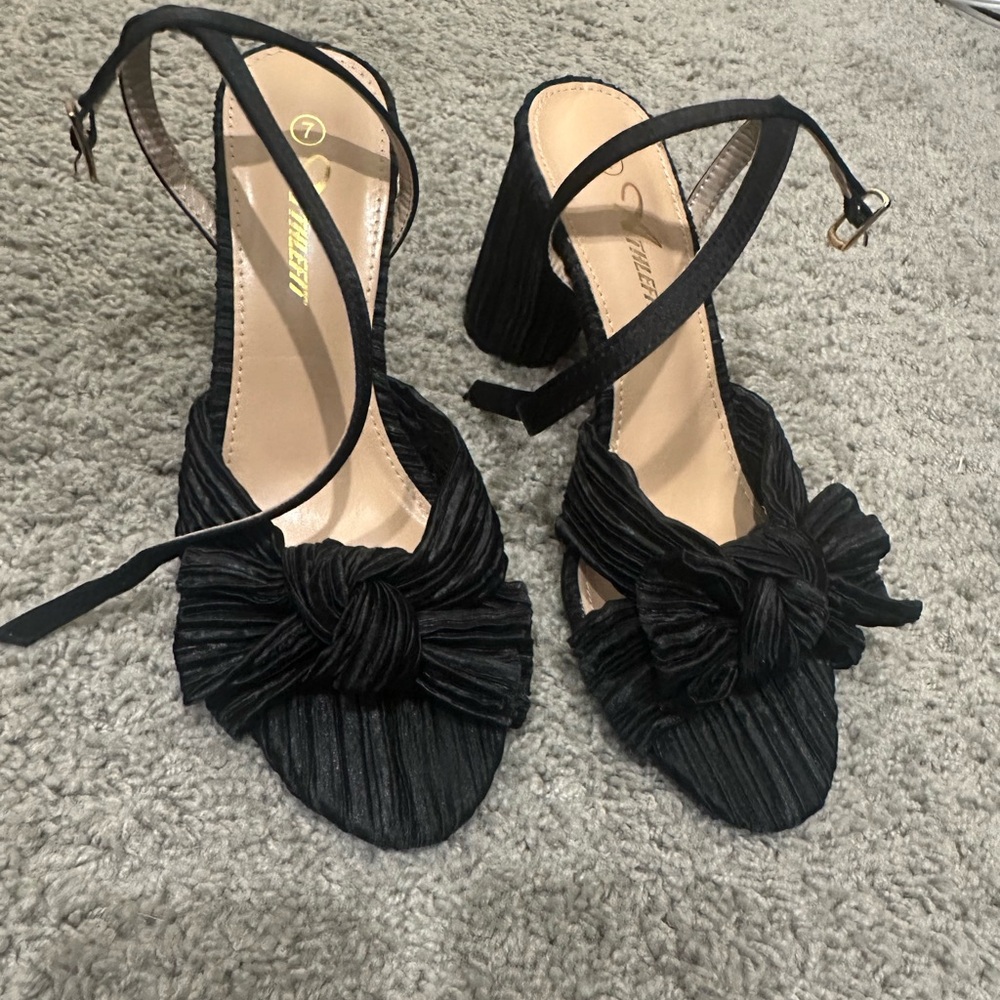 Loeffler Randall Black Pleated Bow Heels